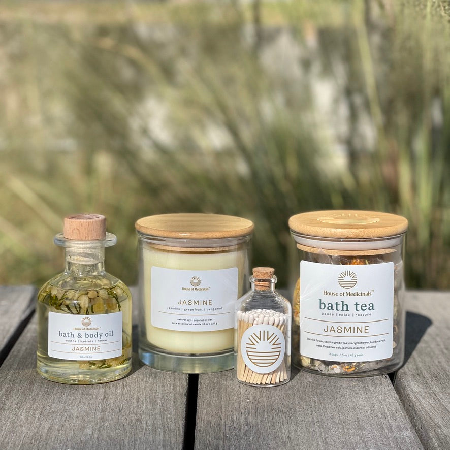 Herbal Bath Tea & Candle Trio Gift Set | Rose