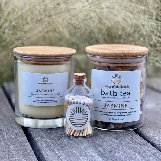 Herbal Bath Tea & Candle Trio Gift Set | Jasmine