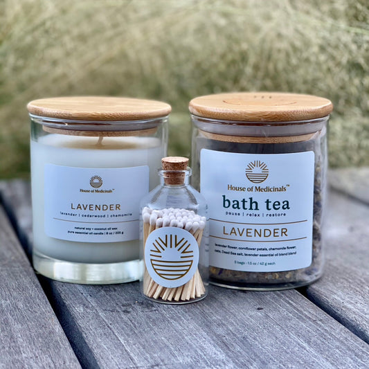 Herbal Bath Tea & Candle Trio Gift Set | Lavender