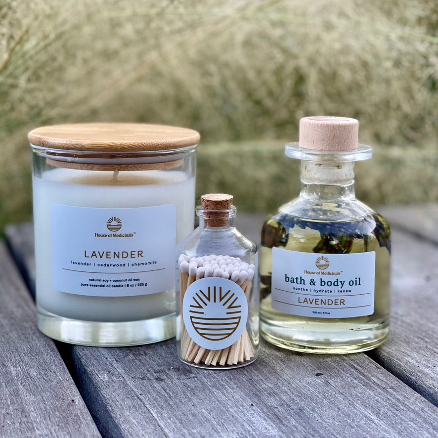 Botanical Oil & Candle Trio Gift Set | Lavender